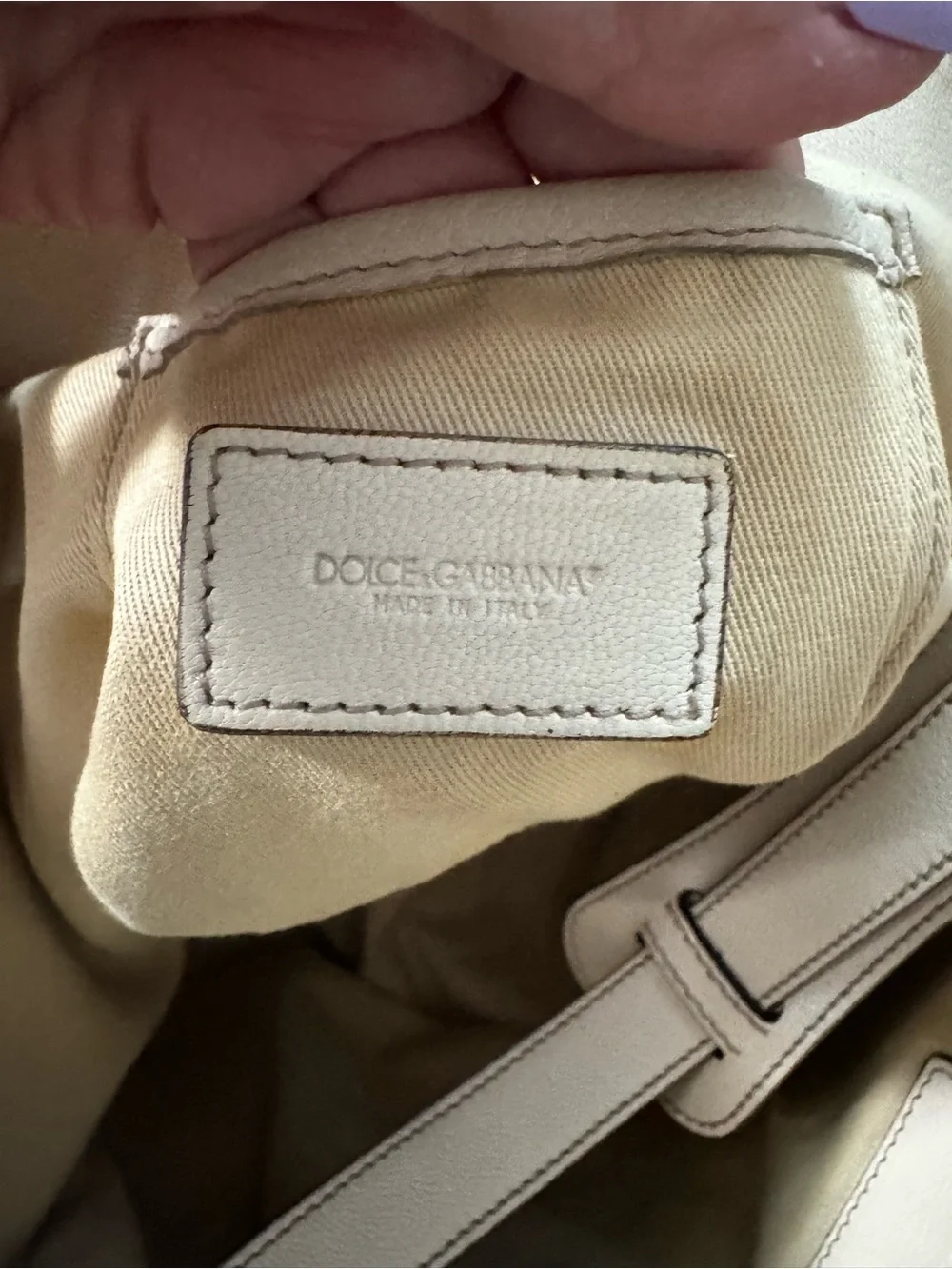 Dolce & Gabbana Metallic Silver Tote Bag with Beige Trim -